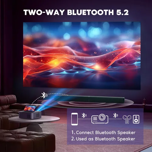 Vista 4 de 【Enfoque eléctrico】Proyector NISOO Native 1080P, proyector compatible con 4K con WiFi y Bluetooth, función de zoom, película al aire libre