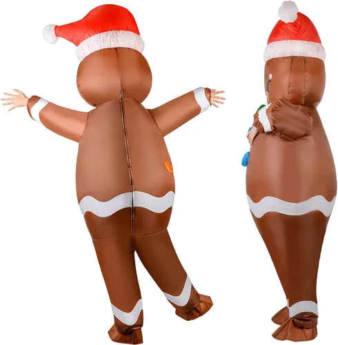 Vista 5 de Disfraz inflable para adultos, Navidad, Halloween, fiesta, cosplay, traje de hombre y mujer, disfraz divertido de cuerpo completo