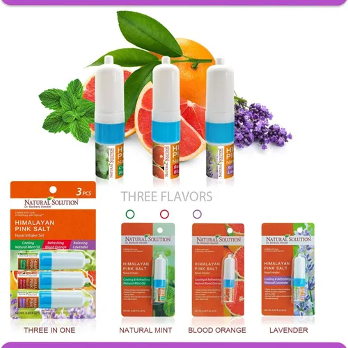 Vista 5 de Natural Solution Inhalador nasal con aromaterapia de sal rosa, mejora la respiración con alivio relajante y refrescante de los senos nasales