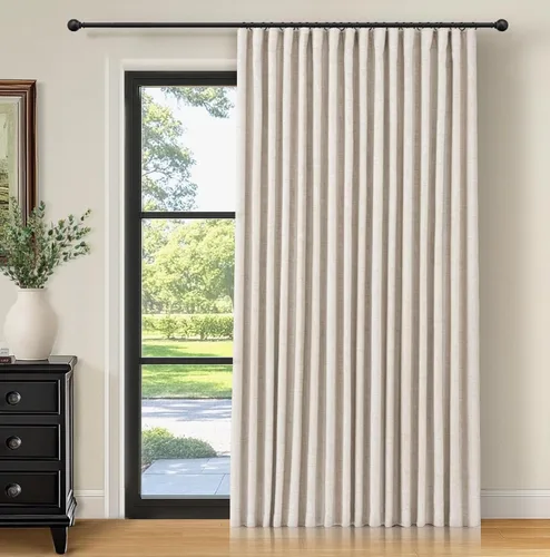 Vista 16 de INOVADAY Cortinas térmicas para puerta corredera 100% opacas para dormitorio, cortinas de puerta corrediza de vidrio extra anchas para patio, lino