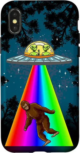 Vista 4 de Funda de regalo para iPhone 14 Alien Bigfoot Sasquatch con diseño de OVNI Galaxy Space Lover