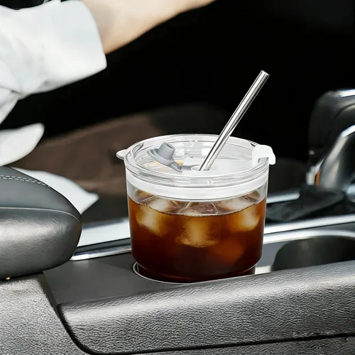 Vista 8 de Juego de 2 Tazas de Plástico de 15 oz para Café Helado Matcha con Tapas y Popotes, Vasos para Beber Irrompibles Reutilizables para Café Helado