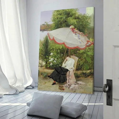 Vista 3 de Pedro Lira,Girl Under A Parasol By Pedro Lira,art Prints,Vintage Art,canvas Wall Art,famous Art Prin Canvas Wall Art Print Poster For Home School