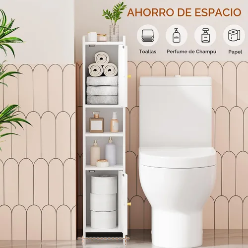 Vista 4 de ANWBROAD Armario de almacenamiento de baño delgado con 2 puertas y estante
