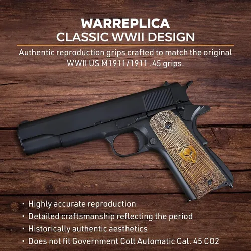 Vista 10 de WWII US M1911 / 1911 .45 Puños de madera - Reproducción