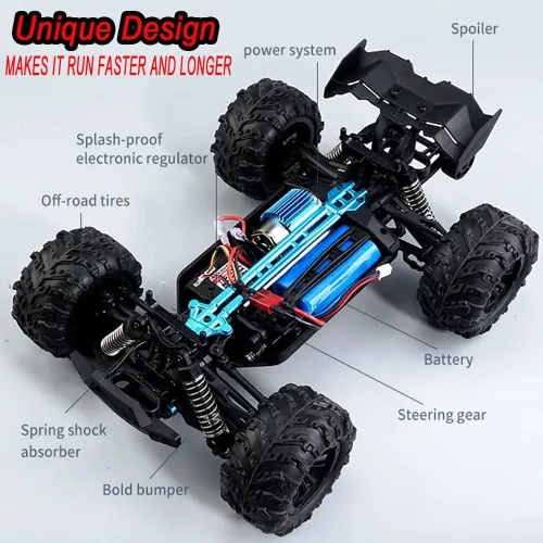 Vista 7 de Coches RC 1:16 Escala Auto de Control Remoto 50 KMH Alta Velocidad 4WD Camión RC para Niños Adultos Niños 2.4 GHz Todo Terreno RC Buggy Fuera