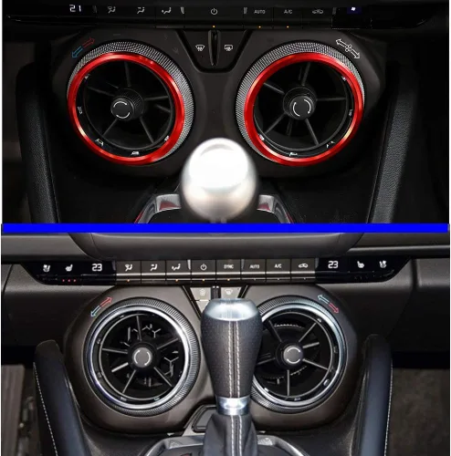 Vista 6 de Accesorios para Camaro Perillas de CA para salida de aire acondicionado para Chevrolet Camaro 2016-2020, aluminio rojo, 4 piezas