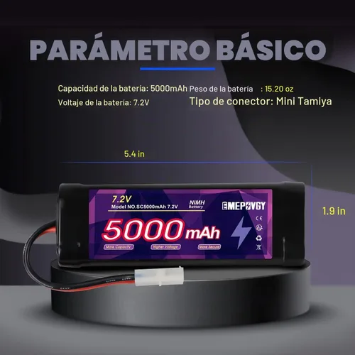 Vista 2 de 7.2V RC NiMH Batería 5000mAh Capacidad Recargable 6-Cell Flat Battery Pack (TMY Plug)