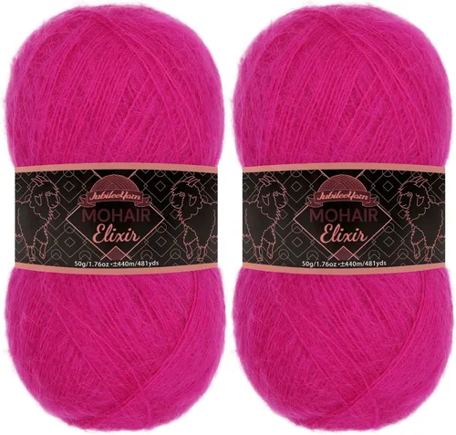 Vista 12 de JubileeYarn Mohair Elixir Yarn - 50g/Skein Baby Wool Blend - Cosmopolitan - 1 Skein