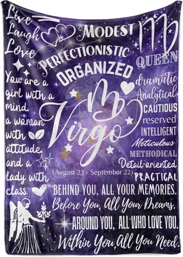 Vista 12 de Huglanket Regalos de Constelación del Zodiaco para Mujeres, Regalo de Cumpleaños del Signo Zodiacal con Mensaje Manta de Franela (50" x 65") - Aries