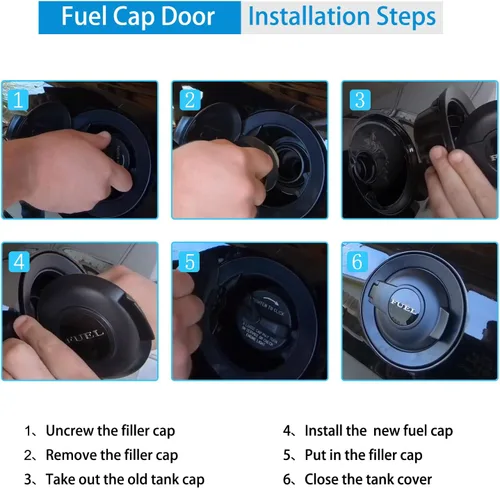 Vista 6 de 68250120AA - Cubierta de tapa de gasolina – Accesorios de puerta de tapa de tanque de combustible negro compatibles con Dodge Challenger 2008-2023