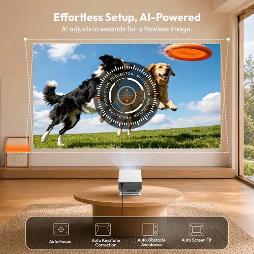 Vista 6 de XGODY N8 Smart Projector with WiFi and Bluetooth, 4K Support, Built in Apps white-Gray