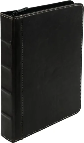 Vista 8 de Samsill Carpeta de cuero vintage con 3 anillos redondos de 0.5 pulgadas (100 hojas), documentos de 8.5 x 11 pulgadas, organizador profesional, Negro