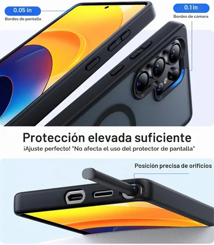 Vista 6 de Funda magnética a prueba de golpes para Samsung Galaxy S25 Ultra, protección de grado militar de 12 pies [compatible con MagSafe], parachoques