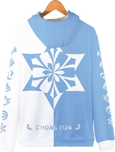 Vista 2 de SIAOMA Genshin Impact - Chaqueta con capucha y cremallera unisex con cordón 3D
