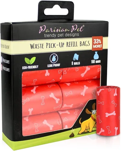 Vista 22 de Parisian Pet Bolsas ecológicas para excrementos de perro, 8 rollos, 20 bolsas por rollo, sin perfume, a prueba de fugas, perfectas para limpiar Casa