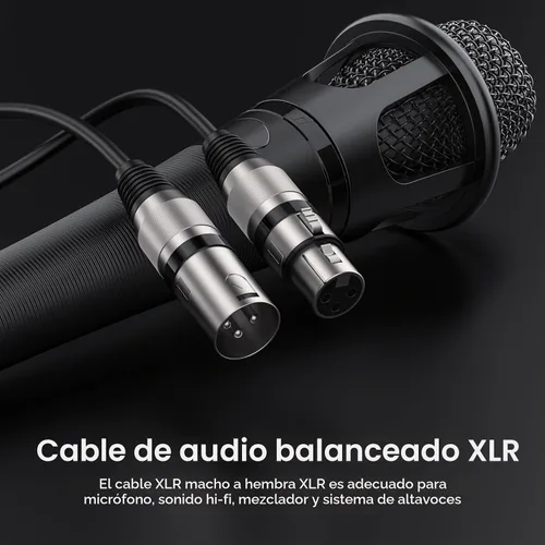 Vista 2 de MOSWAG Cables XLR a XLR, cable de micrófono XLR de 3.28 pies/1 M, cable de micrófono de 3 pines, cable XLR blindado equilibrado para cable