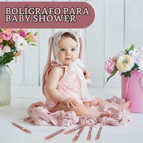 Vista 5 de Jspupifip 50 bolígrafos para baby shower con punta de lápiz capacitivo Oro rosa