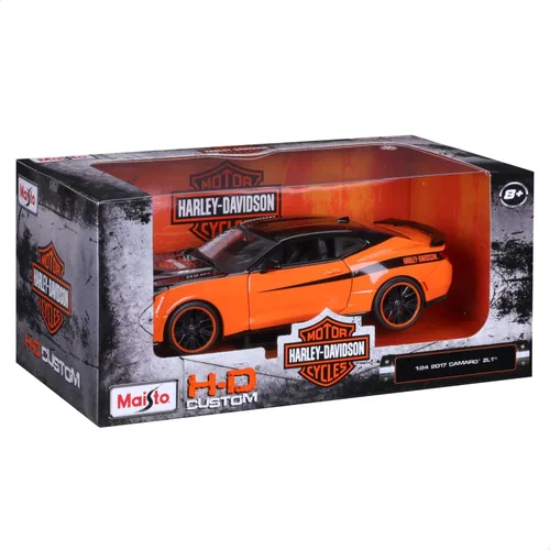 Vista 9 de Maisto 1:24 H-D Custom - Chevrolet Camaro ZL1 2017, Negro/Naranja