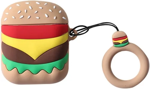 Vista 22 de Linda funda para Airpods, divertida y creativa 3D con forma de frutas y verduras con soporte de hebilla de anillo, funda de silicona suave a prueba