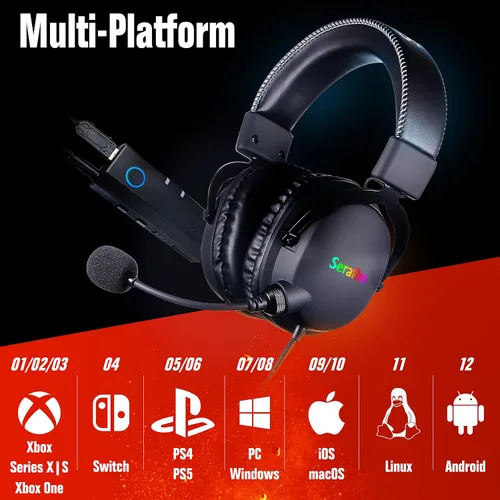 Vista 3 de Serafim A1 Gaming Headset with Exclusive Equalizer Detachable Mic Bass Boost 3D Surround Sound for PC Xbox One Series XS PS5 PS4 Nintendo Switch Mac