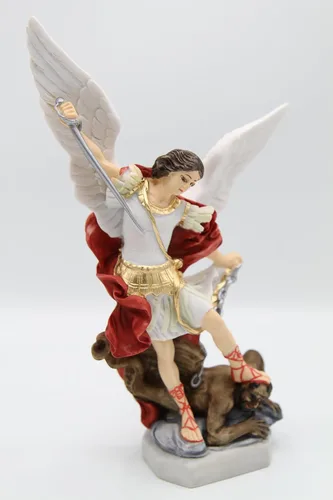 Vista 6 de Vittoria Collection Estatua italiana de Arcángel de San Miguel de 11 pulgadas, estatua de escultura de ángel de la guarda, protección fabricada