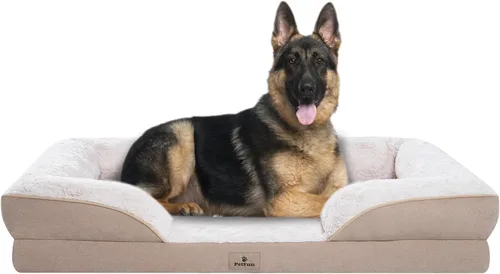 Vista 20 de Cama Sofá Ortopédica para Perros de Tamaño Grande con Soporte de Espuma de Huevo, Cojines Reforzados de Cuatro Lados, Tela Suave Resistente al