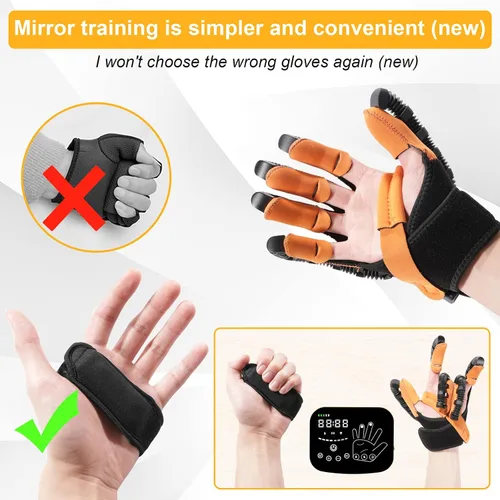 Vista 4 de Guantes robóticos mejorados de rehabilitación para hemiplejia, equipo de recuperación de trazo de mano, ejercitador de dedos y fortalecedor