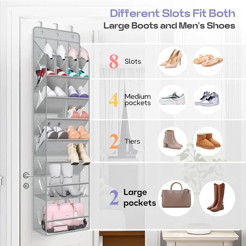 Vista 2 de MISSLO Organizador de zapatos transparente para colocar sobre la puerta, paquete de 30 pares de organizadores de zapatos para colocar sobre la puerta