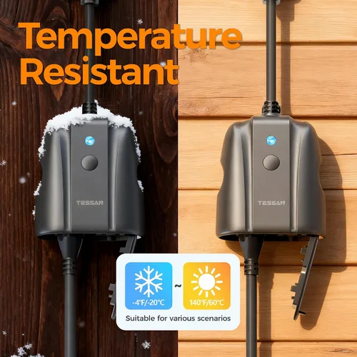 Vista 7 de Enchufe Inteligente para Exteriores Impermeable, TESSAN Enchufe WiFi Inteligente Compatible con Alexa, Google Assistant, Regleta de Alimentación