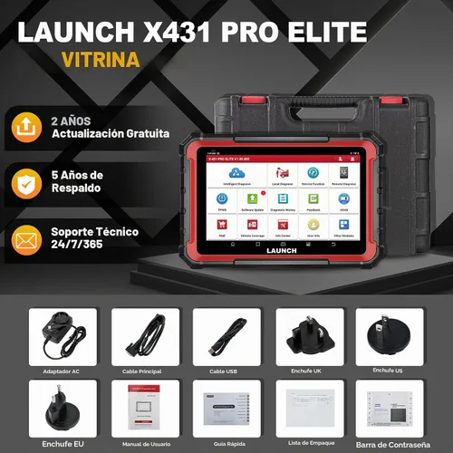 Vista 9 de LAUNCH X431 PRO Elite [nuevo modelo 2023] Escáner bidireccional totalmente funcional con CANFD y DOIP, codificación ECU, más de 32 Rojo