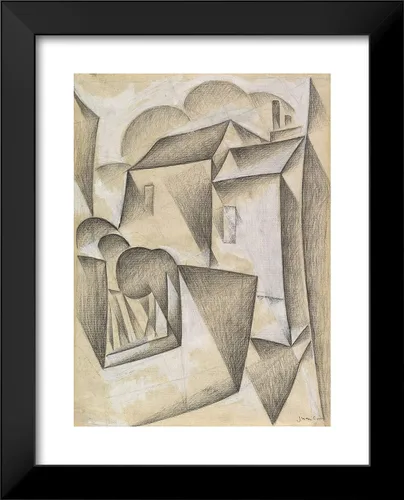 Vista 2 de ArtDirect Gris, Juan 20x24 Black Modern Framed Art Print Titled: Houses in Paris