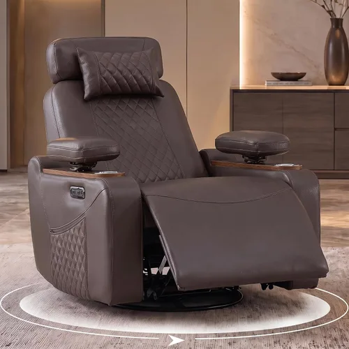 Vista 8 de Power Swivel Rocker Recliner Chair for Living Room, Dark Brown