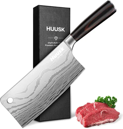 Vista 9 de Huusk Cuchillo de chef de 8 pulgadas, cuchillos de cocina Gyuto de acero Negro