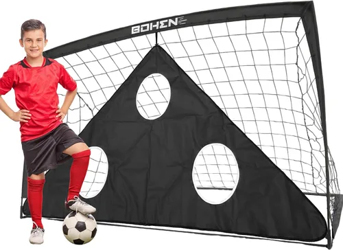 Vista 9 de BOHEN 6x4 FT Kids Soccer Goals with Carry Bag, Portable Folding Soccer Net for Backyard Training, Indoor/Outdoor Use for Youth and Adult