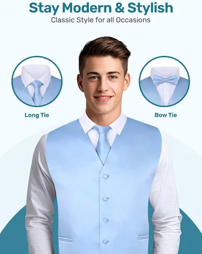Vista 2 de S.H. Churchill & Co. Conjunto de chaleco de 4 piezas para hombre, con corbatín, corbata para el cuello y pañuelo de bolsillo