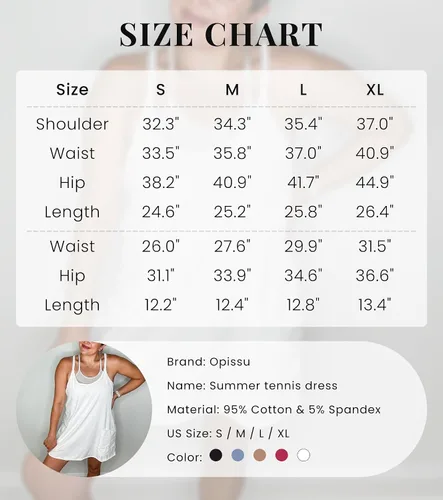 Vista 5 de OPISSU Vestido de tenis de verano para mujer con pantalones cortos, bolsillos, tirantes delgados, atlético, mini vestido de verano