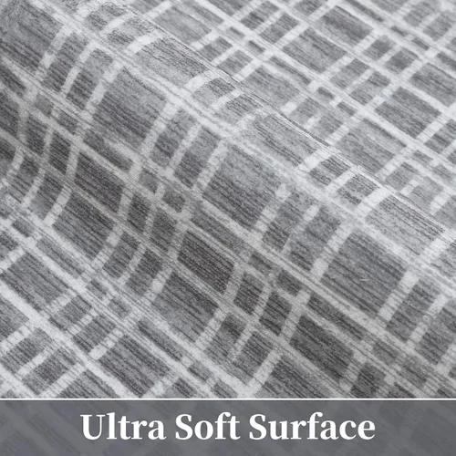Vista 2 de Zacoo Alfombra de área – 9 x 12 pies gris a cuadros para sala de estar, moderna, lavable, antideslizante, resistente a las manchas, alfombra de casa