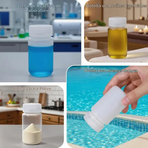 Vista 5 de DEMORA Botellas de plástico pequeñas de 4 onzas con tapas, botellas de viaje herméticas recargables de boca ancha para artículos de tocador