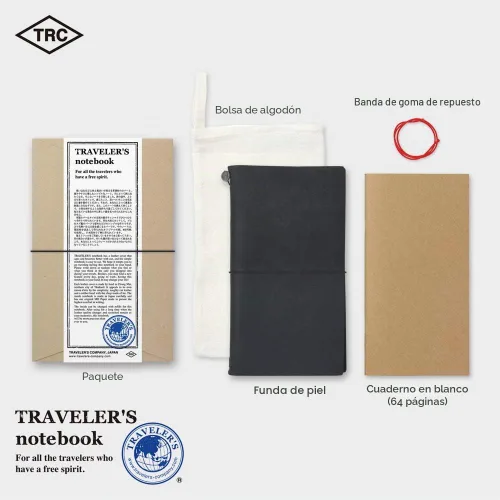 Vista 2 de Libreta negra de piel para viajeros Midori