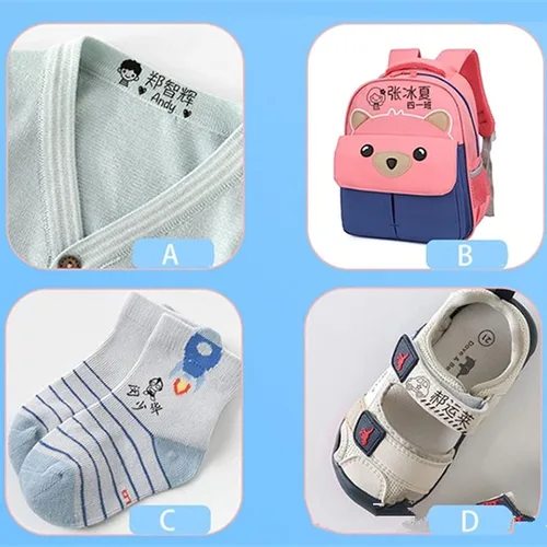Vista 8 de Sello de nombre personalizado, sello con nombre, capítulo de ropa de estudiante de bebé, palabra de nombre de uniforme escolar personalizado Azul