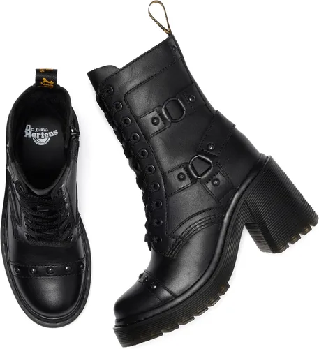 Vista 5 de Dr. Martens Botas de cuero con tiras y tacón ancho estilo flare para mujer Chesney