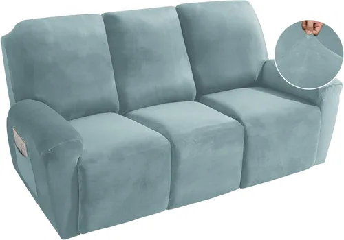 Vista 36 de MAXIJIN Funda reclinable de terciopelo de 4 piezas, funda elástica de felpa suave para silla reclinable, gruesa y suave, funda para silla Beige