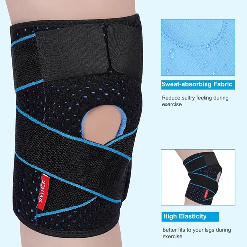 Vista 3 de Rodillera para mujeres y hombres, talla grande, con estabilizadores laterales y almohadilla de gel para rótula para aliviar el dolor de rodilla