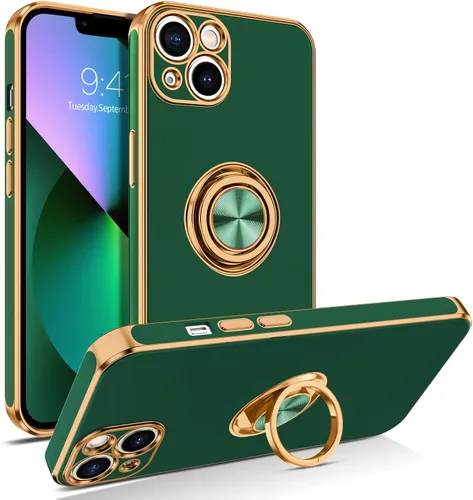 Vista 8 de BENTOBEN Funda para iPhone 13, funda para iPhone 13, ajuste delgado, soporte de anillo de 360°, soporte magnético para automóvil, soporte para Negro