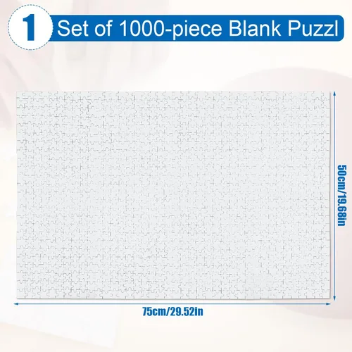 Vista 2 de Rompecabezas de 1000 piezas en blanco, rompecabezas en blanco de 19.7 x 29.5 pulgadas, rompecabezas pintables de cartón en blanco, rompecabezas
