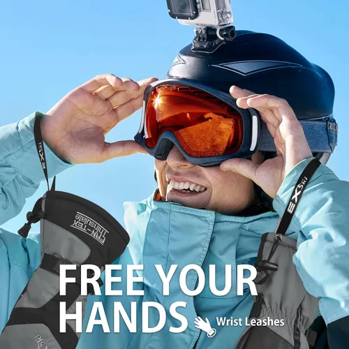 Vista 4 de Guantes de esquí impermeables para hombres y mujeres, cálidos guantes de nieve Thinsulate de invierno 3M para clima frío, snowboard, motos de nieve