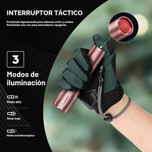 Vista 5 de RECHOO Juego de linterna LED de 2 unidades, rosa, linternas tácticas de alto lúmen con 3 modos, linterna pequeña de bolsillo, linternas impermeables