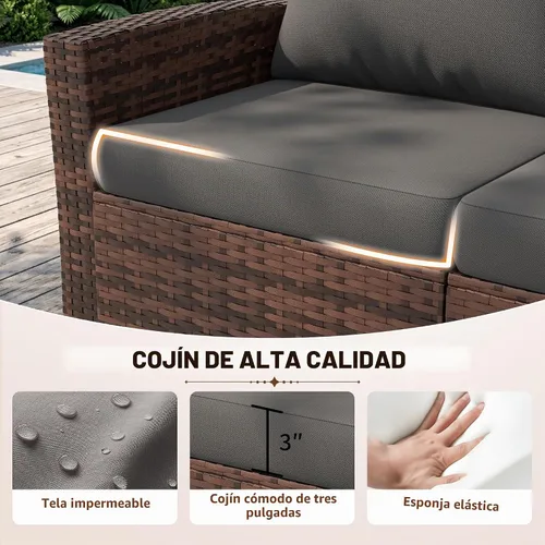 Vista 6 de UDPATIO Juego de muebles de patio, juegos de muebles de exterior con sofá Gris oscuro