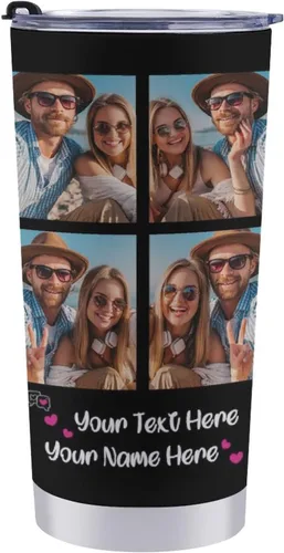 Vista 10 de Taza personalizada con foto y texto para hombres y mujeres, regalo para papá, mamá, familias y amigos, taza de viaje con foto e imagen